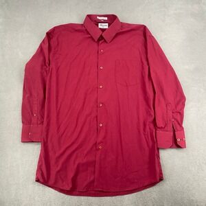 Berlioni Italy Mens 2XL Dress Shirt Burgundy Red Long Sleeve Cotton Blend 6961